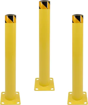 BISupply Safety Bollard Post Parking Barrier 3 Pack - 36in Yellow Pipe Bolt Down Bollard for Garage Lot