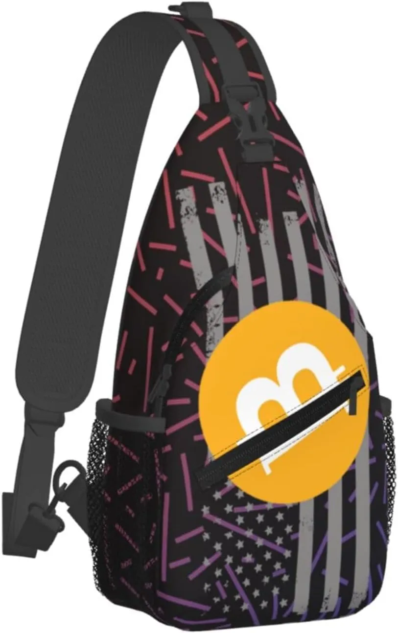 Bitcoin Symbol Classic Crossbody Backpack Chest Shoulder Bag Lightweight One Strap Travel Hiking Daypack