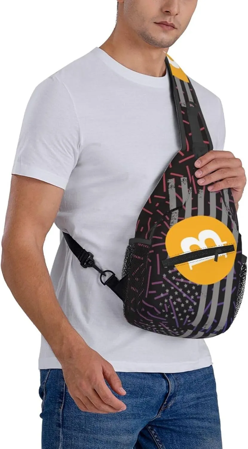 Bitcoin Symbol Classic Crossbody Backpack Chest Shoulder Bag Lightweight One Strap Travel Hiking Daypack