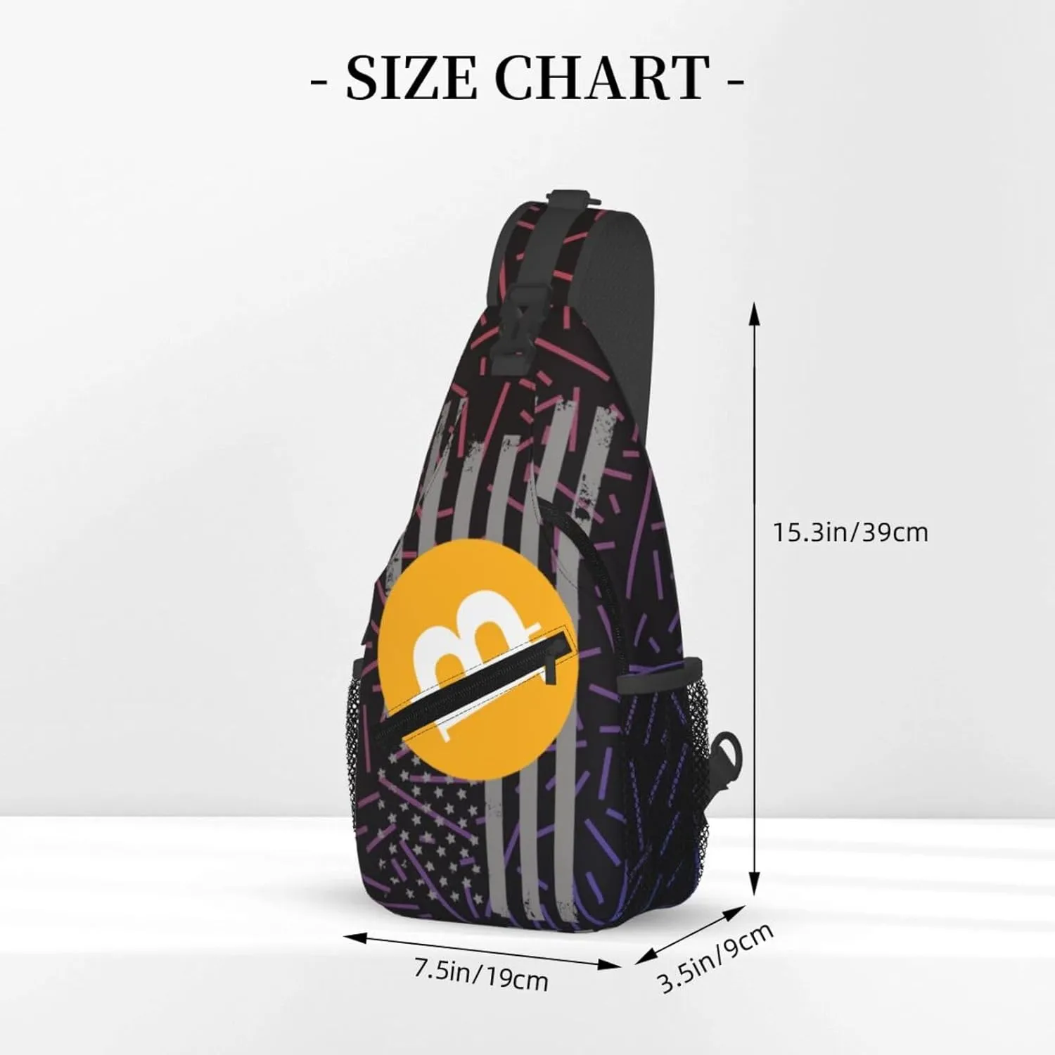Bitcoin Symbol Classic Crossbody Backpack Chest Shoulder Bag Lightweight One Strap Travel Hiking Daypack