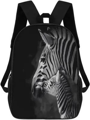 Black And White African Wildlife Zebra Travel Backpack 17 Inch Laptop Bag Carry On Backpack Casual Daypack for Weekender Business Hiking