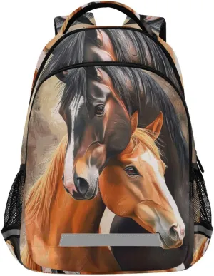 Black Brown Horse Backpack for Boys Girls Elementary School Bag Kids Travel Bags Casual Rucksack Laptop Bookbag