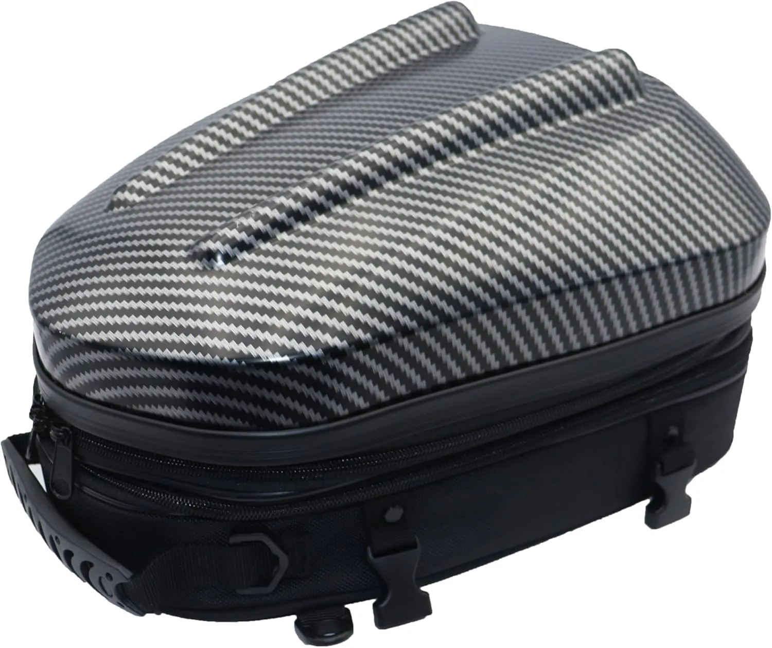 Black Motorcycle Hard Shell Tail Bag, Motorbike Rear Seat Bag, Rainproof Double Shoulder Helmet Backpack, Waterproof