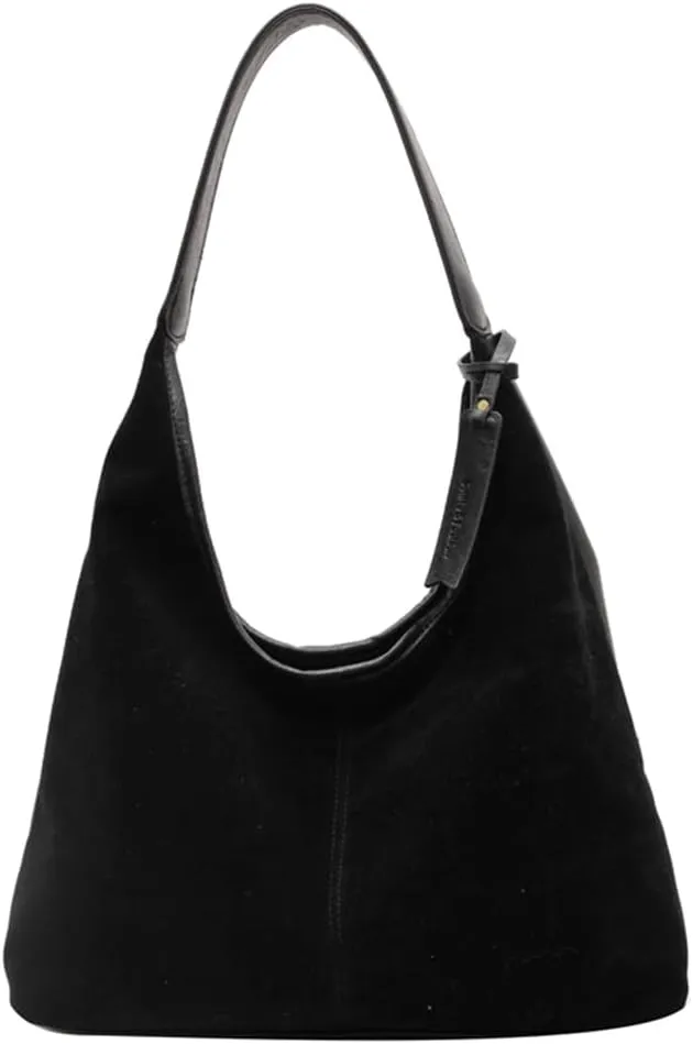 Black/Brown Suede Purse Tote Bag for Women 2024 Slouchy Hobo Bag Fall Shoulder Bag Large Work Travel Bag