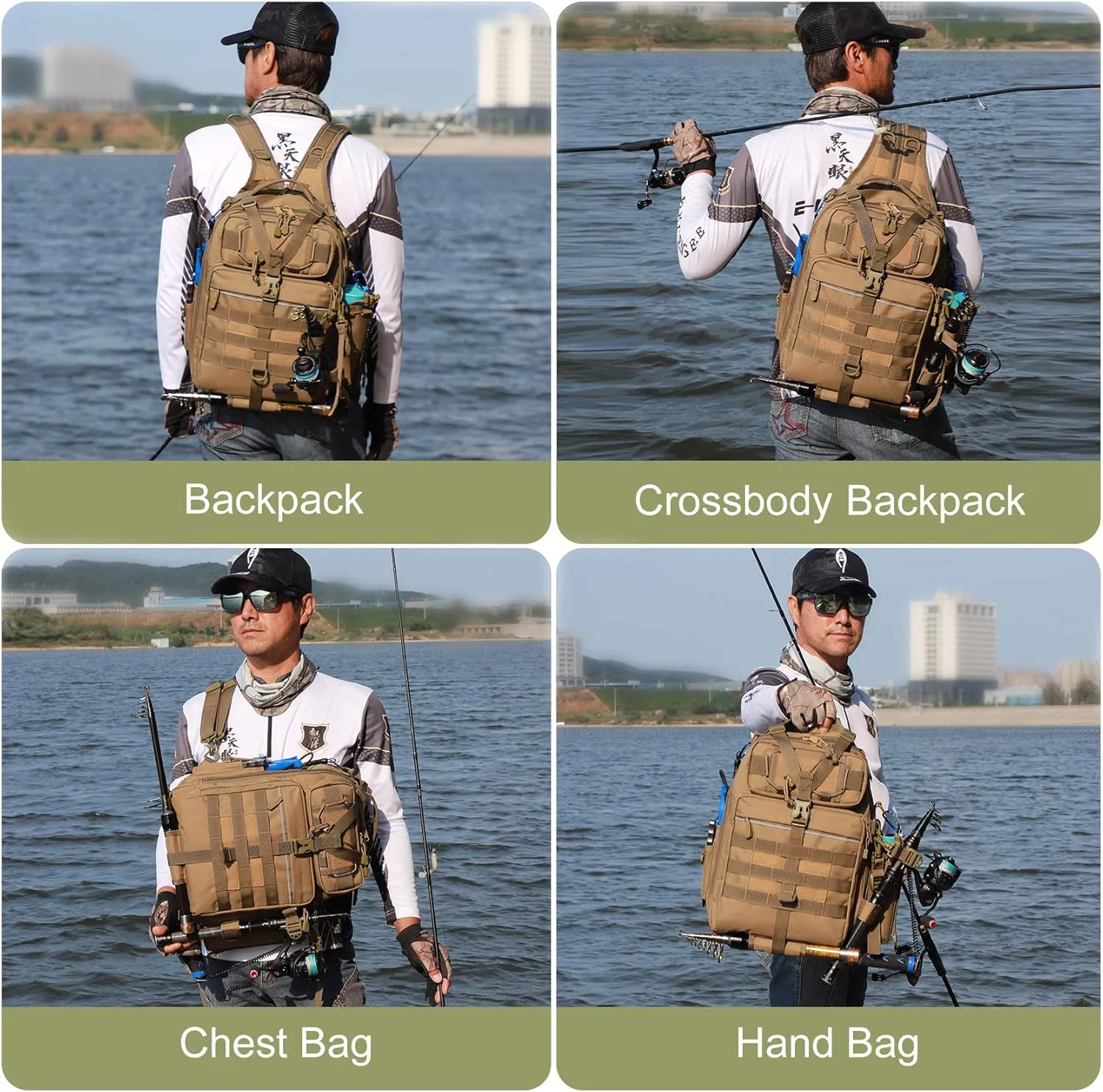 BLISSWILL Outdoor Tackle Bag - Large Water-Resistant Fishing Backpack