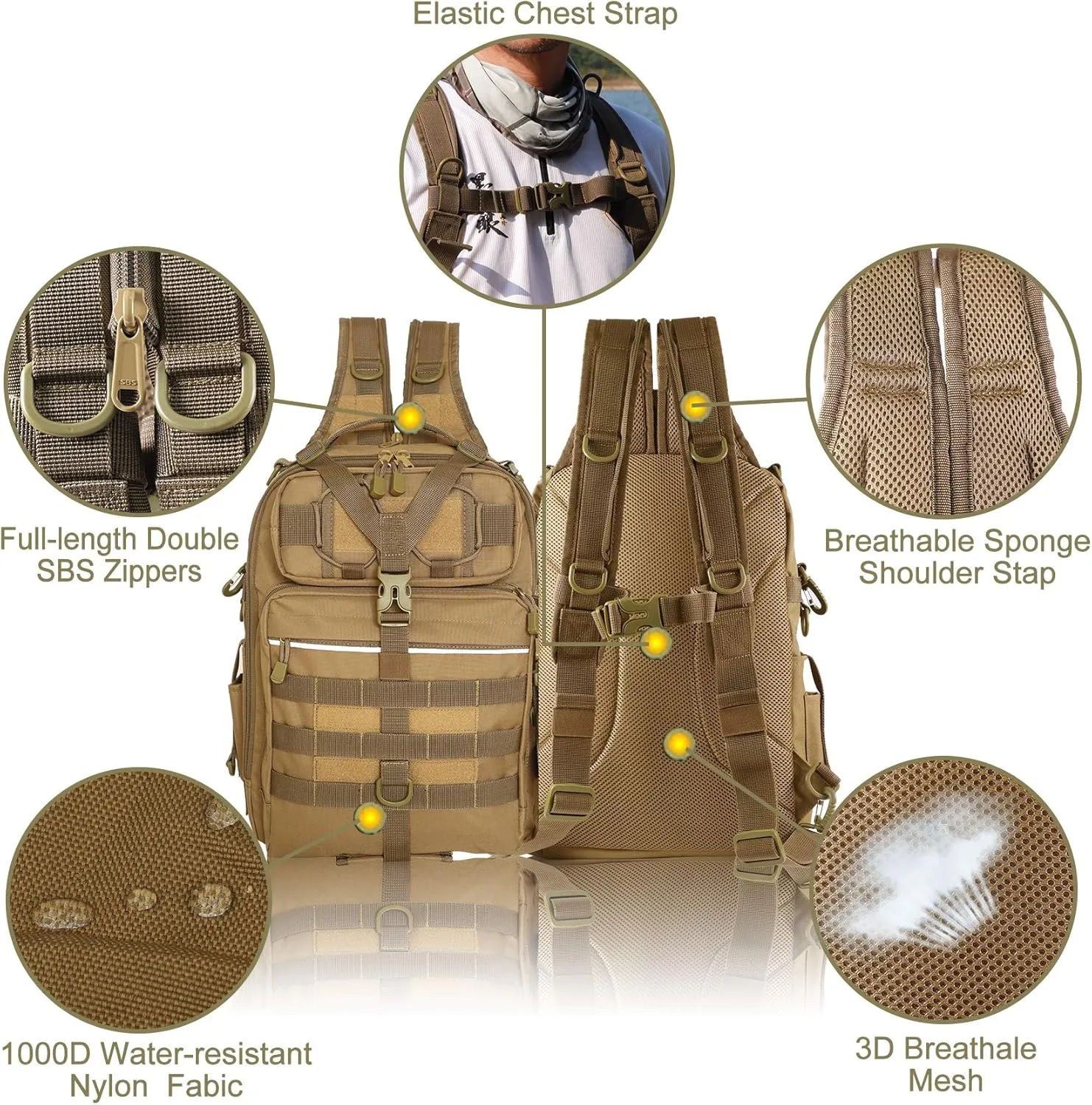 BLISSWILL Outdoor Tackle Bag - Large Water-Resistant Fishing Backpack