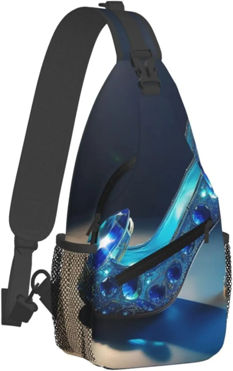Blue Crystal Shoes Sling Bag Backpack For Men Cross Chest Bag Crossbody Shoulder Bag Travel Hiking Daypack