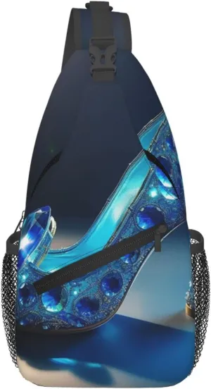 Blue Crystal Shoes Sling Bag Backpack For Men Cross Chest Bag Crossbody Shoulder Bag Travel Hiking Daypack
