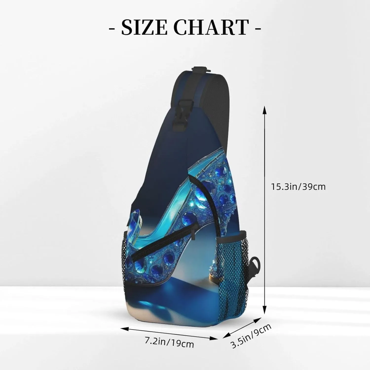 Blue Crystal Shoes Sling Bag Backpack For Men Cross Chest Bag Crossbody Shoulder Bag Travel Hiking Daypack