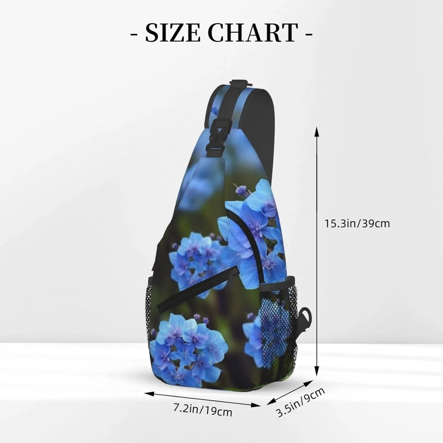 Blue Flowers Plants Sling Bag Backpack For Men Cross Chest Bag Crossbody Shoulder Bag Travel Hiking Daypack