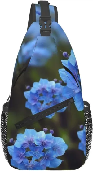 Blue Flowers Plants Sling Bag Backpack For Men Cross Chest Bag Crossbody Shoulder Bag Travel Hiking Daypack