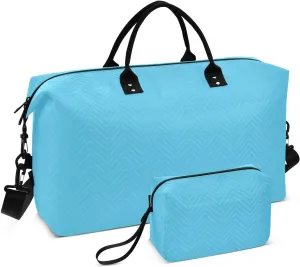 Blue Light Sports Gym Bag for Women Men Travel Duffel Bag Weekend Overnight Carry on Bag with Toiletry Bag Workout Dance Bag for Workout Swimming Yoga Plane Hospital