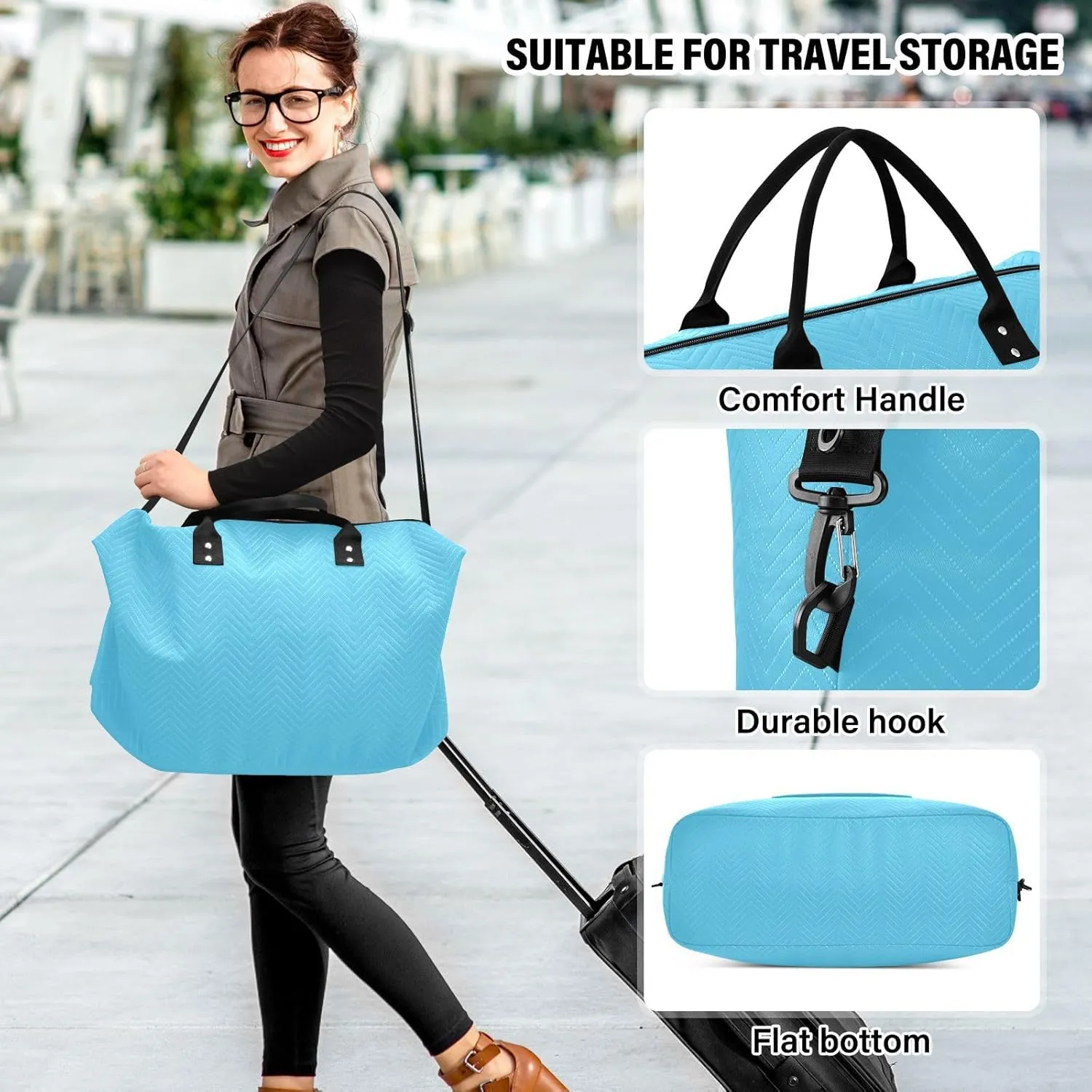 Blue Light Sports Gym Bag for Women Men Travel Duffel Bag Weekend Overnight Carry on Bag with Toiletry Bag Workout Dance Bag for Workout Swimming Yoga Plane Hospital