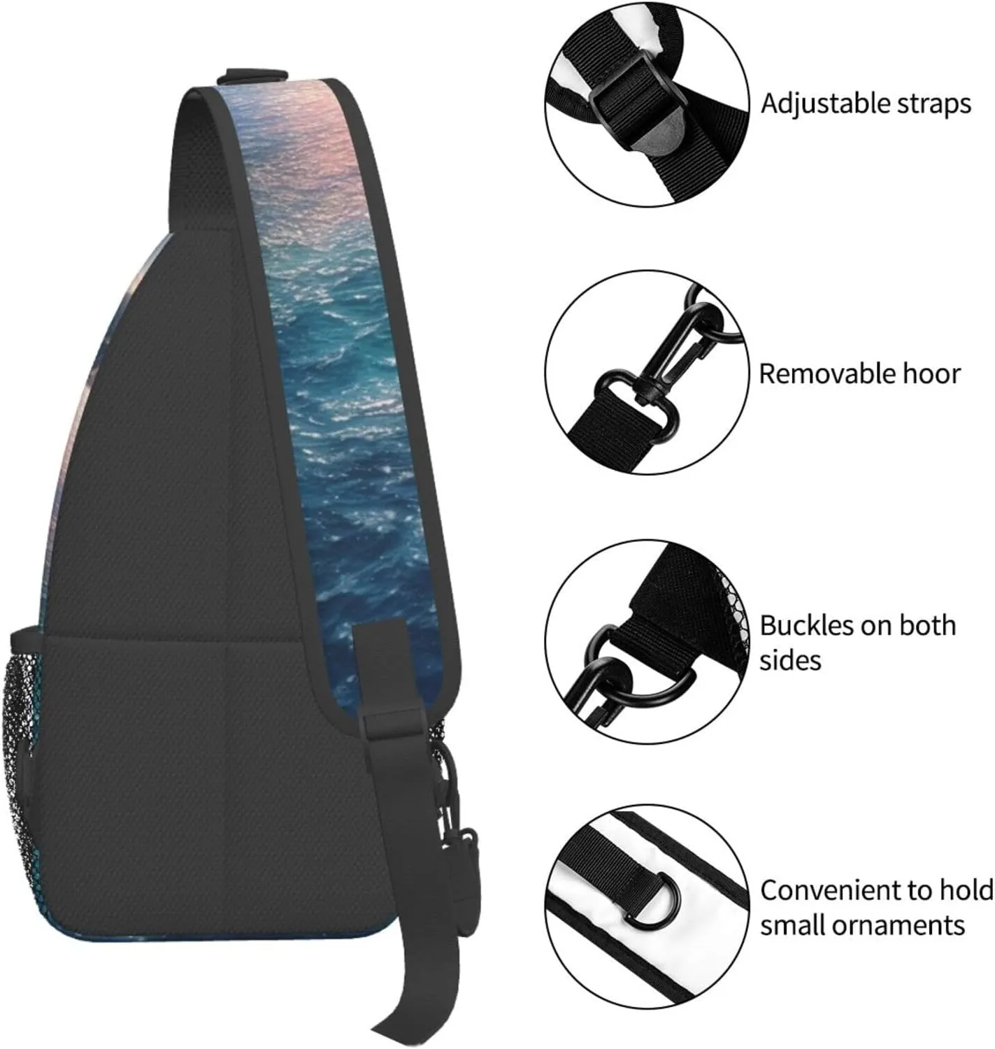 Blue Sea Sling Bag Backpack For Men Cross Chest Bag Crossbody Shoulder Bag Travel Hiking Daypack