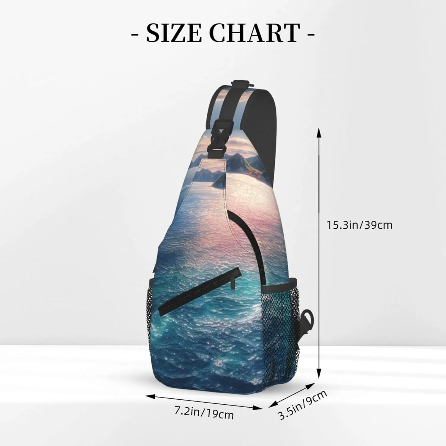 Blue Sea Sling Bag Backpack For Men Cross Chest Bag Crossbody Shoulder Bag Travel Hiking Daypack