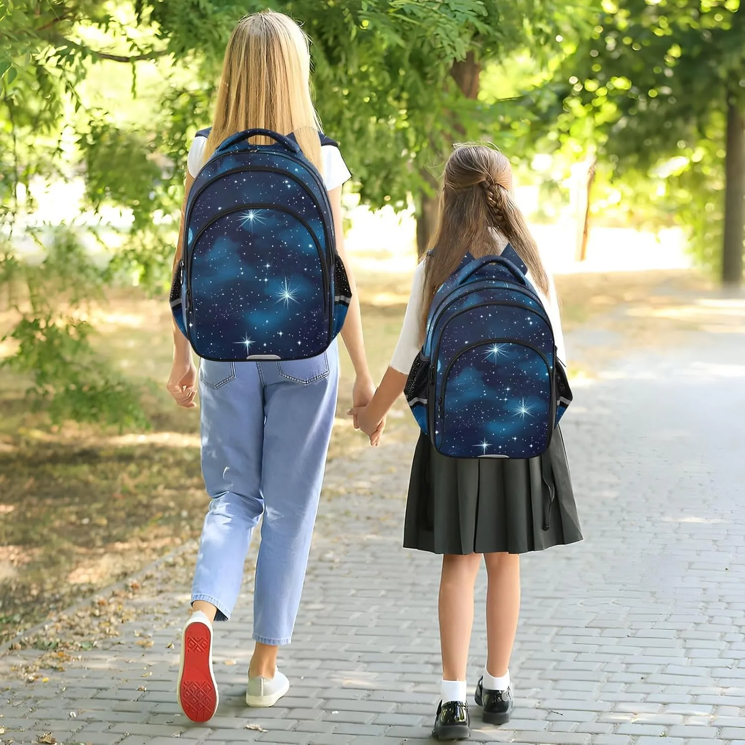 Blue Stars Nebulae and Meteors Kids Backpacks for Girls Boys Elementary School Backpack Bookbag for School Travel Hiking Camping