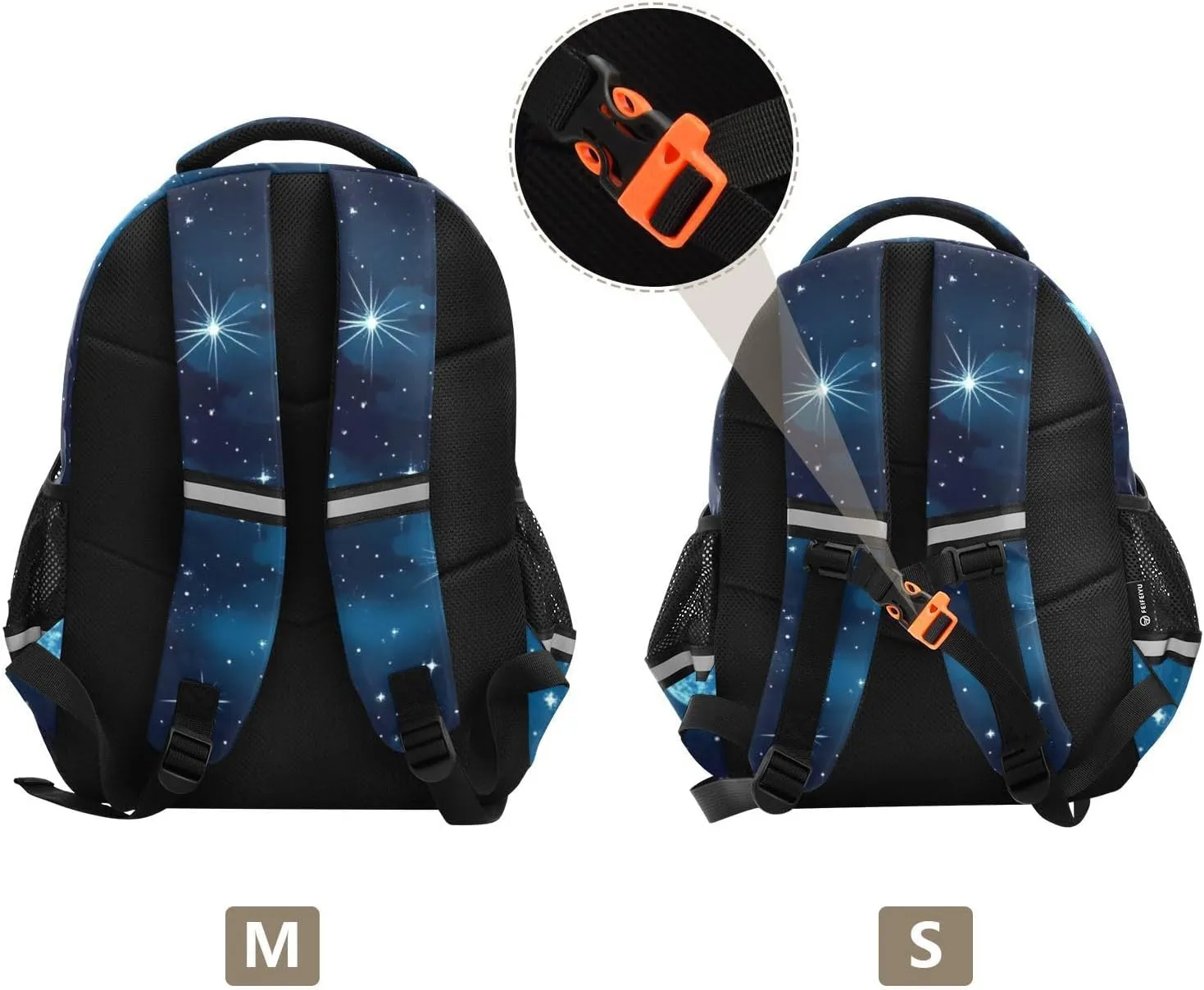 Blue Stars Nebulae and Meteors Kids Backpacks for Girls Boys Elementary School Backpack Bookbag for School Travel Hiking Camping
