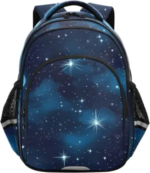 Blue Stars Nebulae and Meteors Kids Backpacks for Girls Boys Elementary School Backpack Bookbag for School Travel Hiking Camping