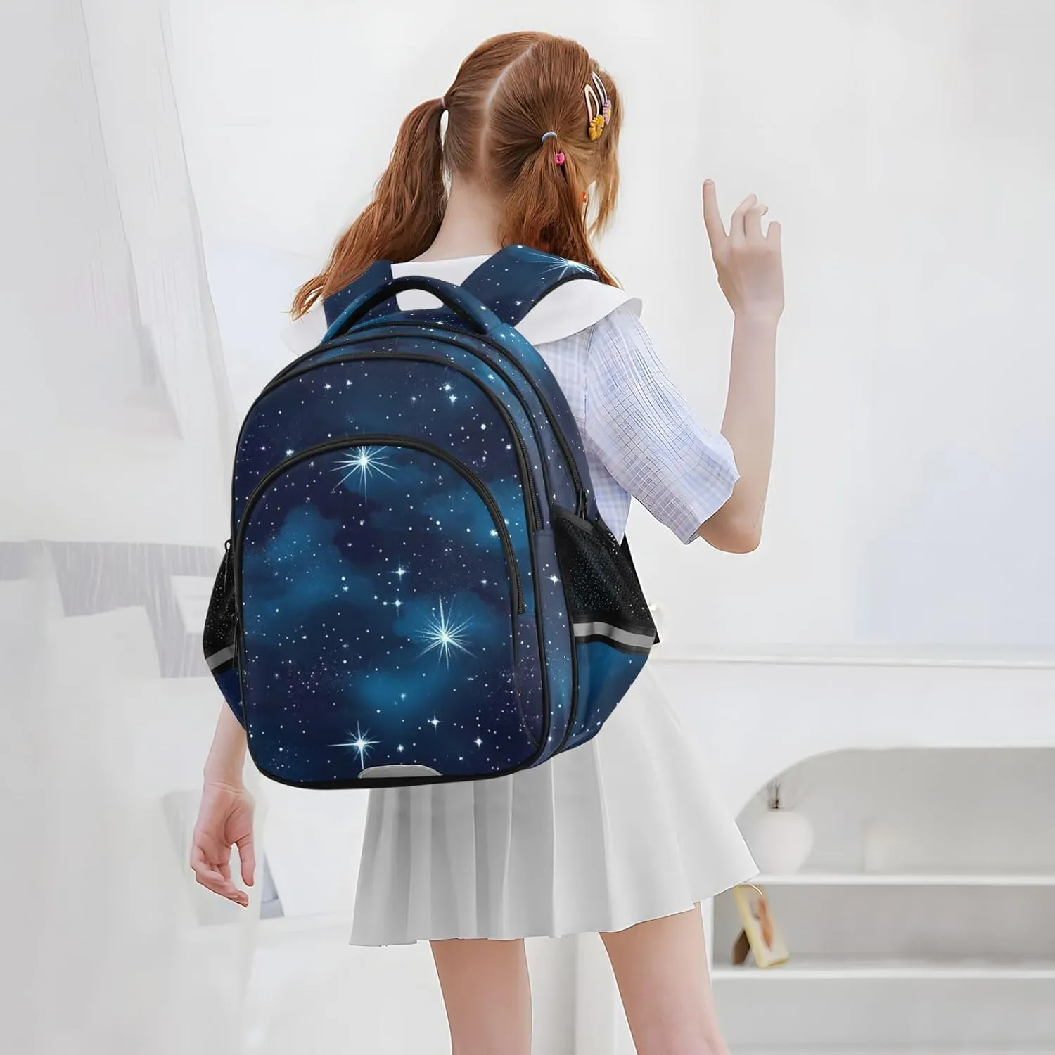 Blue Stars Nebulae and Meteors Kids Backpacks for Girls Boys Elementary School Backpack Bookbag for School Travel Hiking Camping
