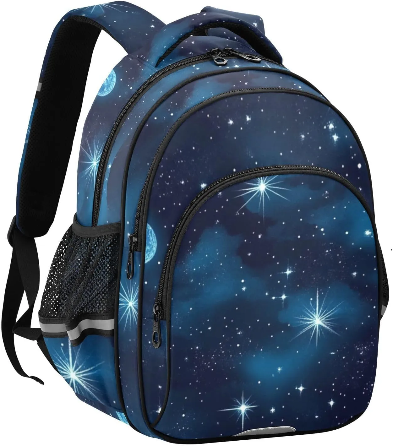Blue Stars Nebulae and Meteors Kids Backpacks for Girls Boys Elementary School Backpack Bookbag for School Travel Hiking Camping