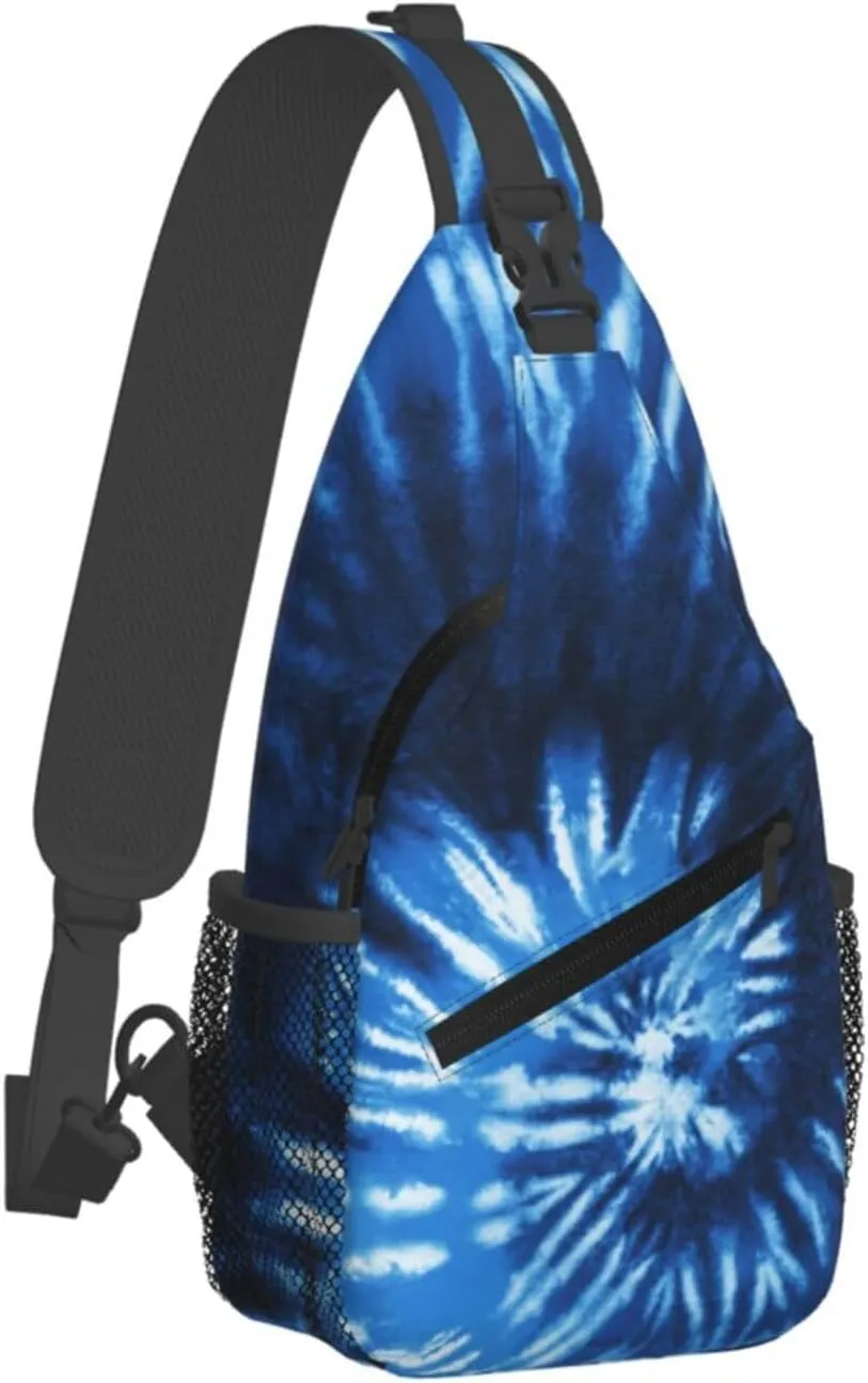 Blue Tie Dye Crossbody Bags Men Cross Chest Bag Women Adjustable Sling Backpack Shoulder Bag