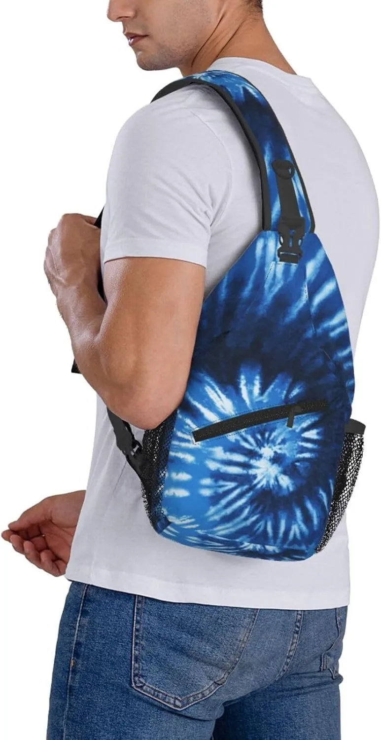 Blue Tie Dye Crossbody Bags Men Cross Chest Bag Women Adjustable Sling Backpack Shoulder Bag