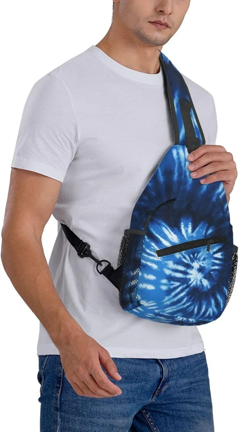 Blue Tie Dye Crossbody Bags Men Cross Chest Bag Women Adjustable Sling Backpack Shoulder Bag