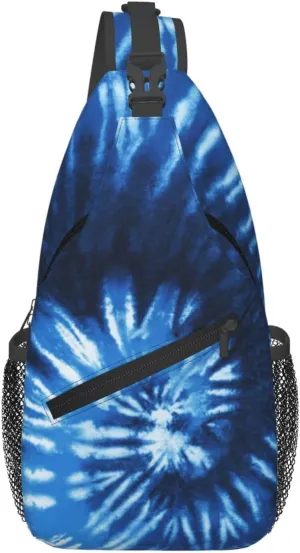 Blue Tie Dye Crossbody Bags Men Cross Chest Bag Women Adjustable Sling Backpack Shoulder Bag