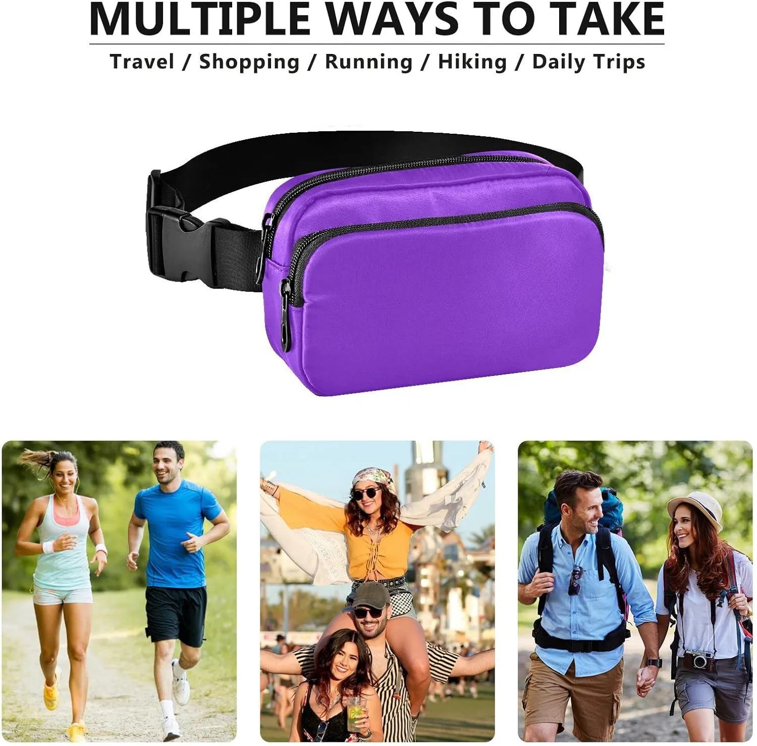 Blue Violet Fanny Packs for Women Men, Crossbody Bags Fashionable Running Waist Packs with Adjustable Strap for Traveling Blue Violet