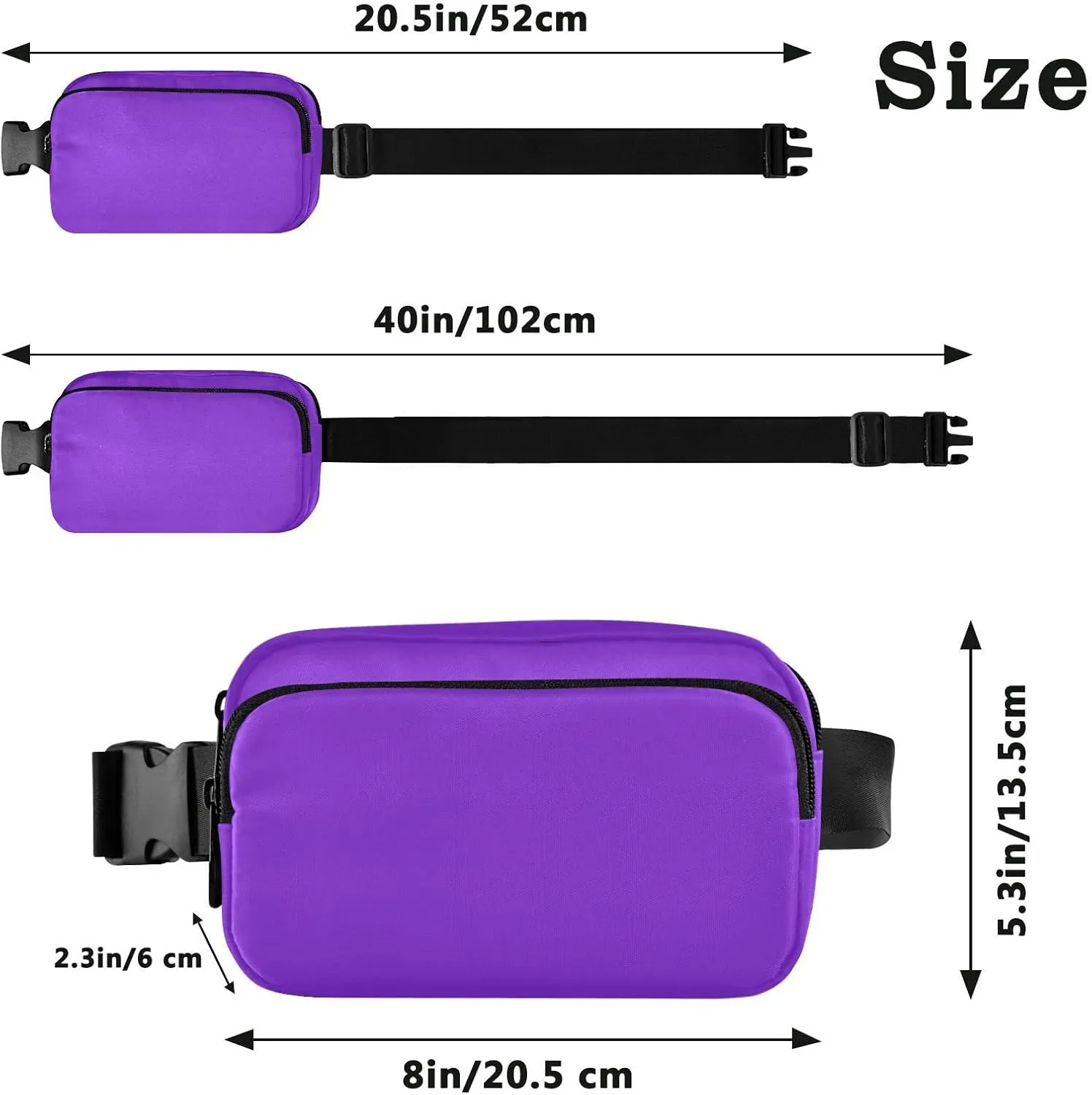 Blue Violet Fanny Packs for Women Men, Crossbody Bags Fashionable Running Waist Packs with Adjustable Strap for Traveling Blue Violet