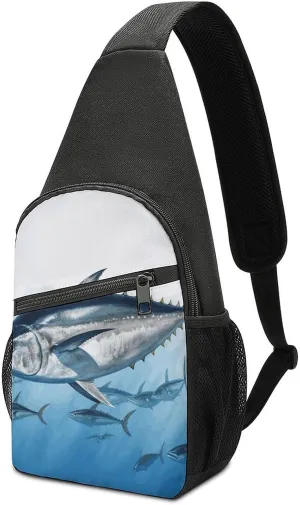 Bluefin Tuna Thunnus Sling Bag Lightweight Crossbody Shoulder Backpacks Hiking Travel Daypack Chest Bag for Women Men