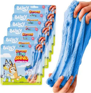 Bluey SlimySand Party Pack - 6-Pack Blue Raspberry Scented Reusable Play Sand, Sensory Bags, Favors, Toys, Toddler Activities, Birthday Supplies