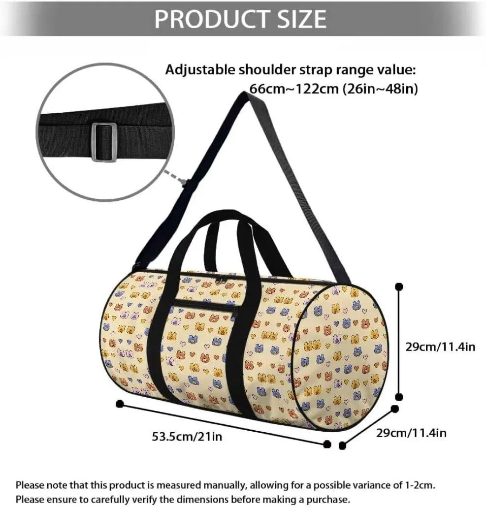 Boatee Bear Duffle Bag for Travel Duffel Bag for Women Cute Luggage Bag Portable Gym Bag Lightweight Handle Bag Casual Weekender Bag with Zipper Foldie Travel Bag Expandable Holdall Purse Yellow
