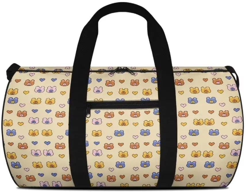 Boatee Bear Duffle Bag for Travel Duffel Bag for Women Cute Luggage Bag Portable Gym Bag Lightweight Handle Bag Casual Weekender Bag with Zipper Foldie Travel Bag Expandable Holdall Purse Yellow