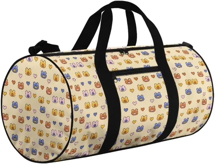 Boatee Bear Duffle Bag for Travel Duffel Bag for Women Cute Luggage Bag Portable Gym Bag Lightweight Handle Bag Casual Weekender Bag with Zipper Foldie Travel Bag Expandable Holdall Purse Yellow