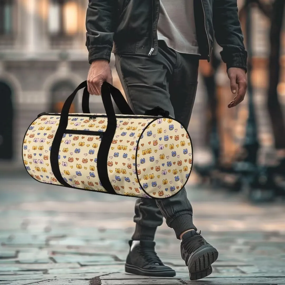 Boatee Bear Duffle Bag for Travel Duffel Bag for Women Cute Luggage Bag Portable Gym Bag Lightweight Handle Bag Casual Weekender Bag with Zipper Foldie Travel Bag Expandable Holdall Purse Yellow