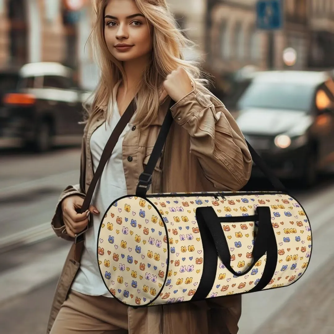 Boatee Bear Duffle Bag for Travel Duffel Bag for Women Cute Luggage Bag Portable Gym Bag Lightweight Handle Bag Casual Weekender Bag with Zipper Foldie Travel Bag Expandable Holdall Purse Yellow
