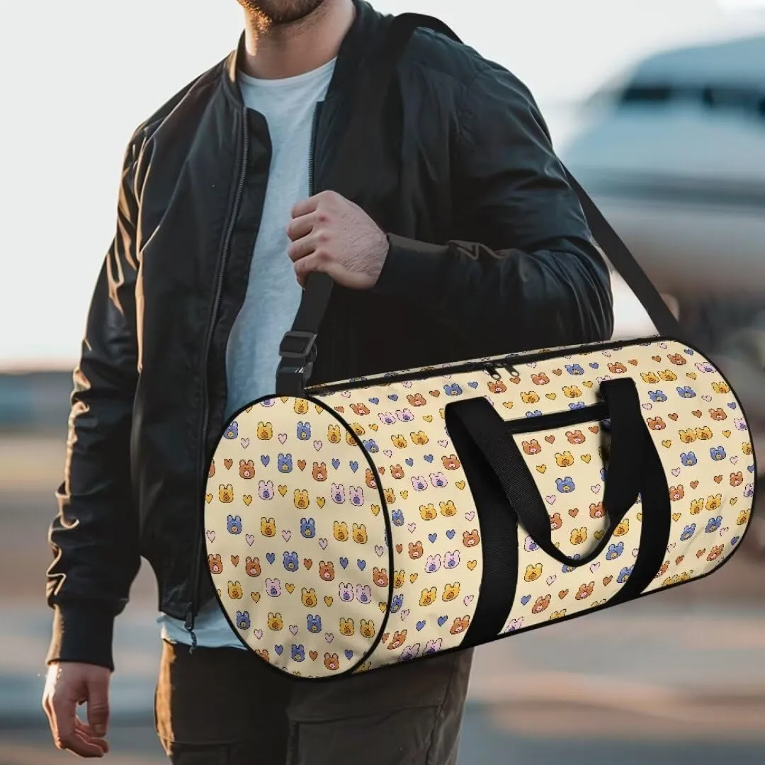 Boatee Bear Duffle Bag for Travel Duffel Bag for Women Cute Luggage Bag Portable Gym Bag Lightweight Handle Bag Casual Weekender Bag with Zipper Foldie Travel Bag Expandable Holdall Purse Yellow
