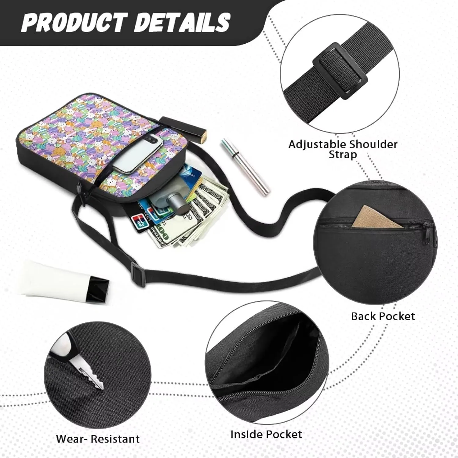 Boatee Messenger Bag Sling Wallet Small Crossbody Bag Lightweight Satchel Handbag