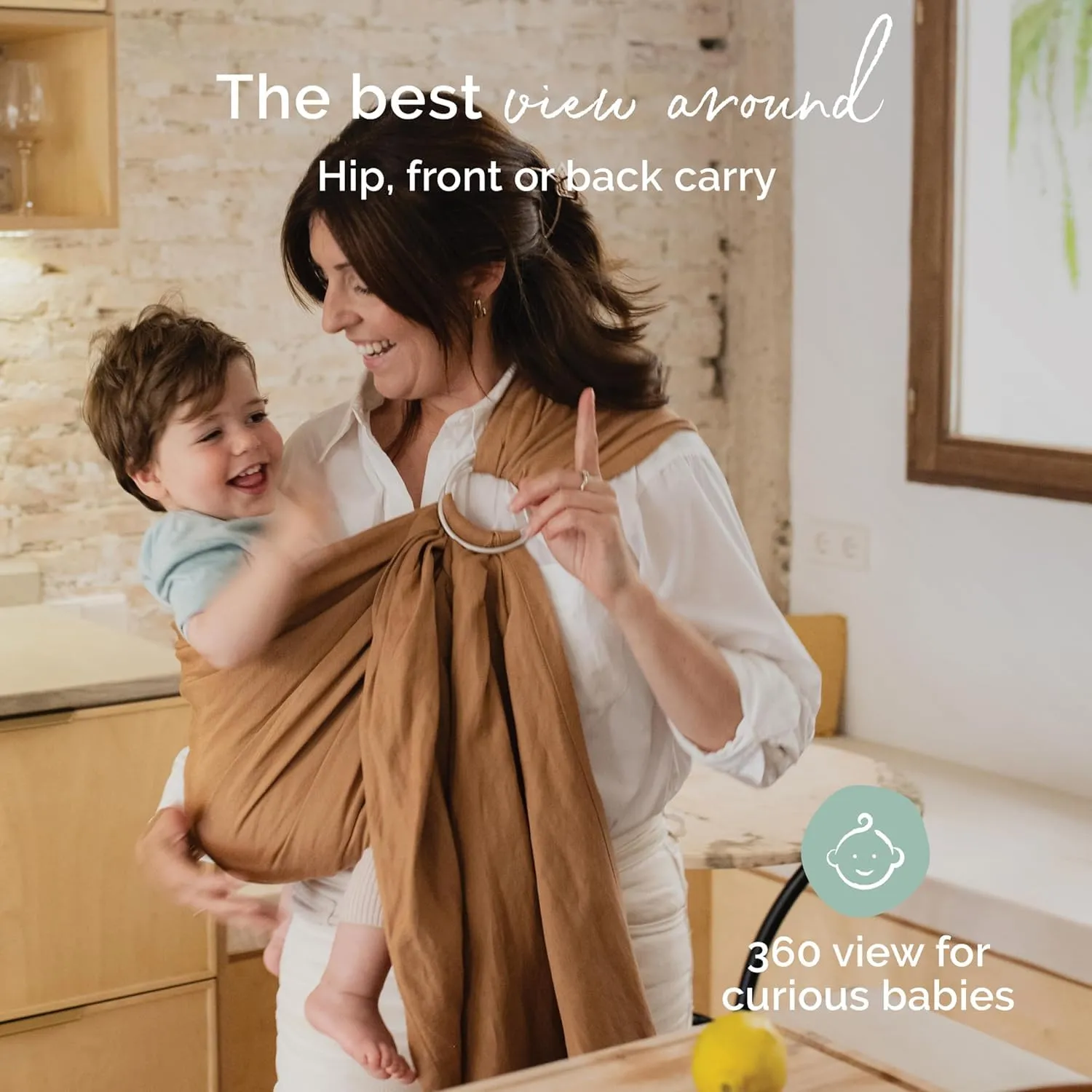 Boba Ring Sling Baby Carrier Newborn to Toddler - Lightweight & Breathable Baby Sling Carrier, Hip-Healthy Baby Carrier Sling, Baby Wrap Carrier for Front & Hip Carry, 8-35 lbs (Linen Rye)