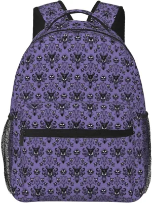 BONDIJ Haunted Mansion Unisex Large Backpack Lightweight Canvas Bag Cute Travel Backpacks