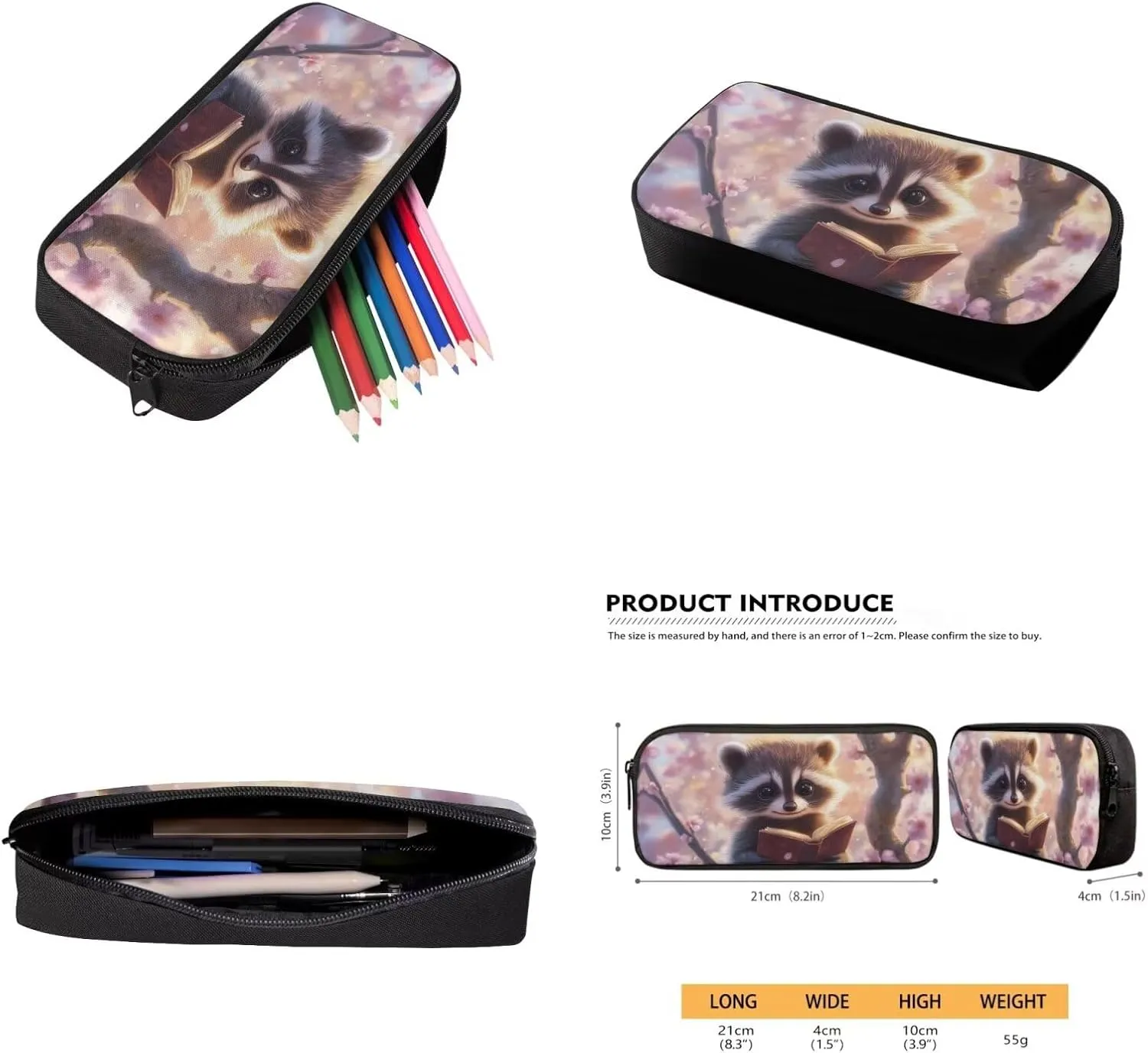 Book Raccoon 5th Grade Backpack for Girls Bookbags with Lunch Box Bottle Sleeve Pencil Case Middle School Backpacks for Teen Girls Kids School Bag for School Hiking Daypack