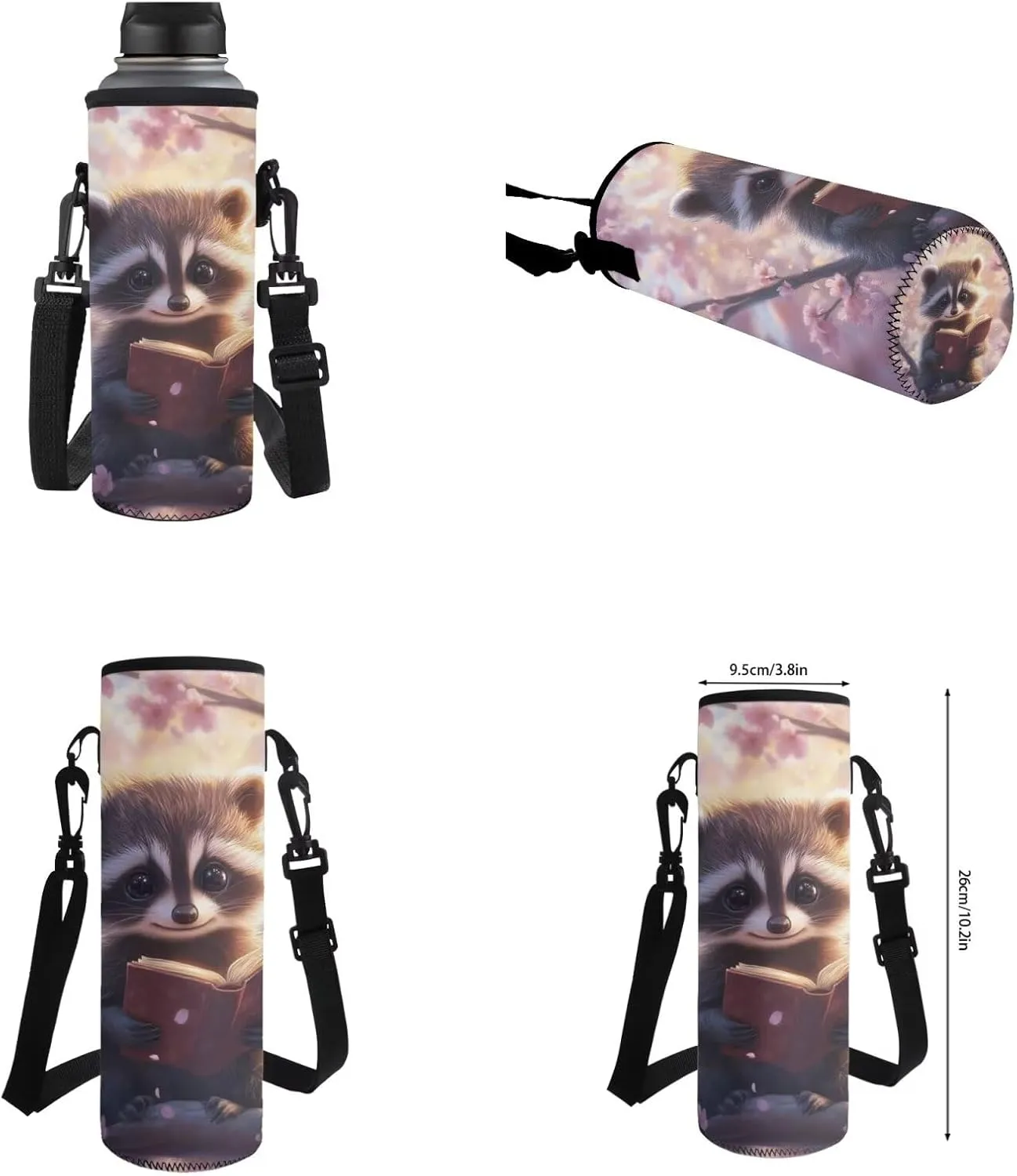 Book Raccoon 5th Grade Backpack for Girls Bookbags with Lunch Box Bottle Sleeve Pencil Case Middle School Backpacks for Teen Girls Kids School Bag for School Hiking Daypack