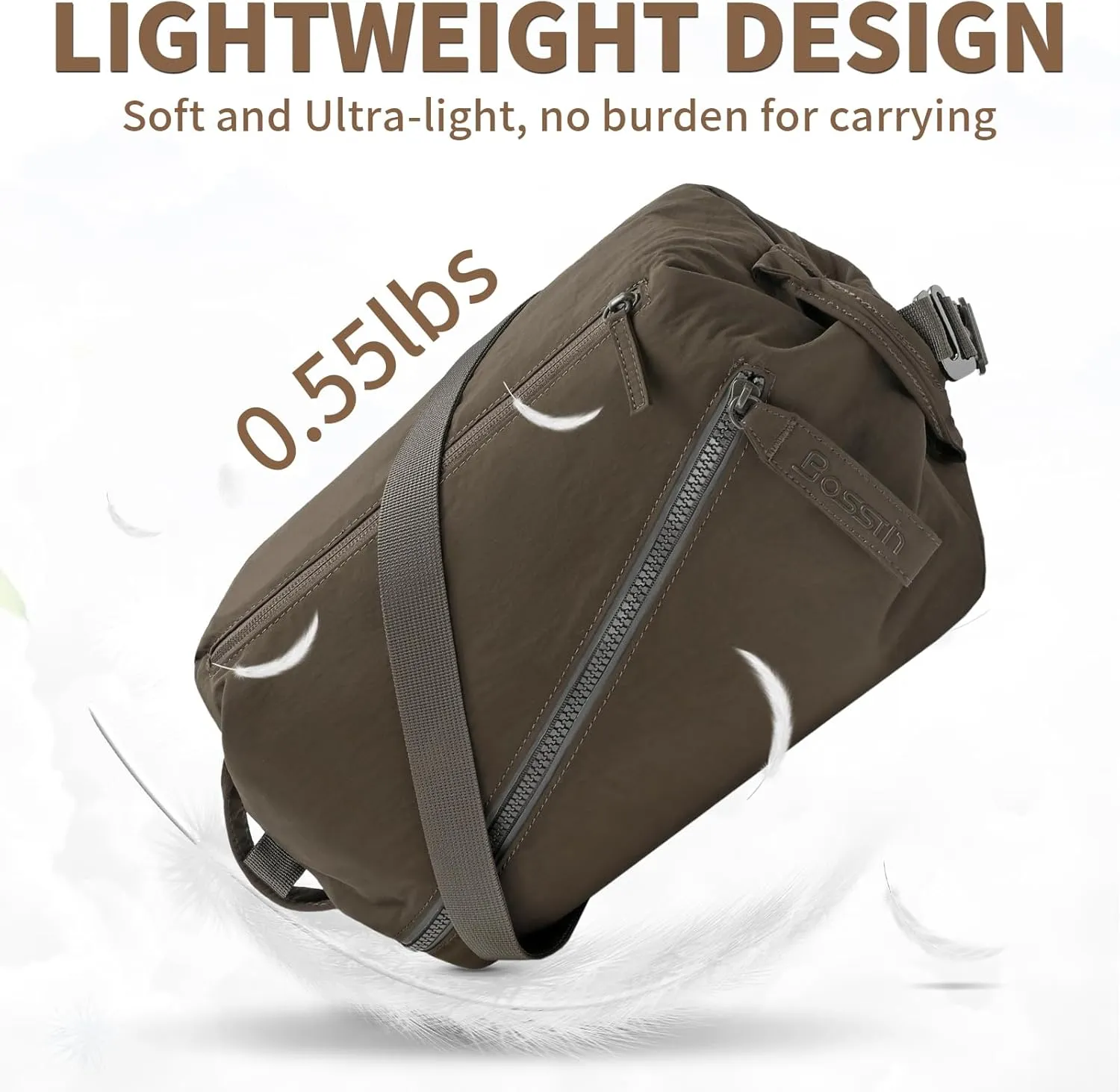 BOSSTIN Small Gym Bag for Women Men, Small Duffle Bag Crossbody Bags for Women, Lightweight Compact Sports Bag for Gym Work Fitness Travel, 3 in 1 Workout Bag-Coffee