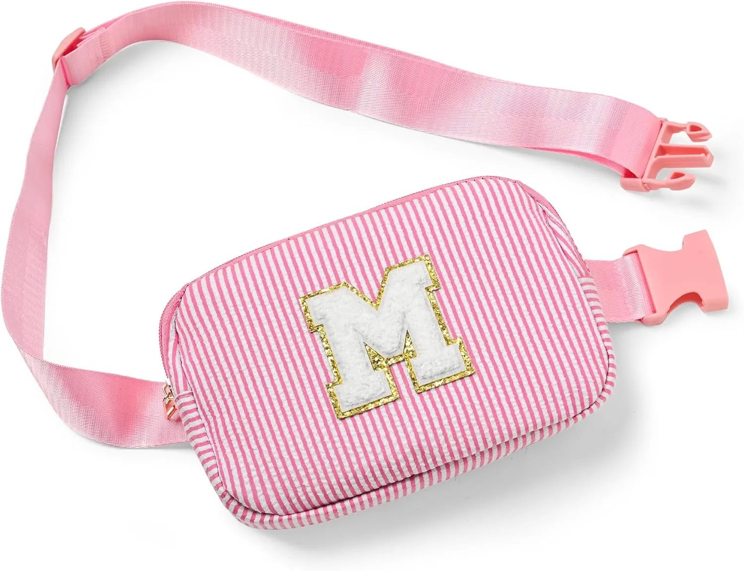 Boulder Bee Belt Bag with Initial Letter, Stylish Fanny Pack for Teenager Girls, Cute Trendy Stuff, Crossbody Bags, Birthday Gifts Bag, Christmas Gift(Pink, Letter M)
