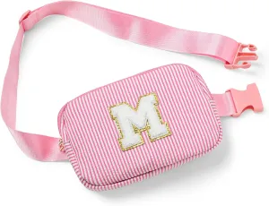 Boulder Bee Belt Bag with Initial Letter, Stylish Fanny Pack for Teenager Girls, Cute Trendy Stuff, Crossbody Bags, Birthday Gifts Bag, Christmas Gift(Pink, Letter M)