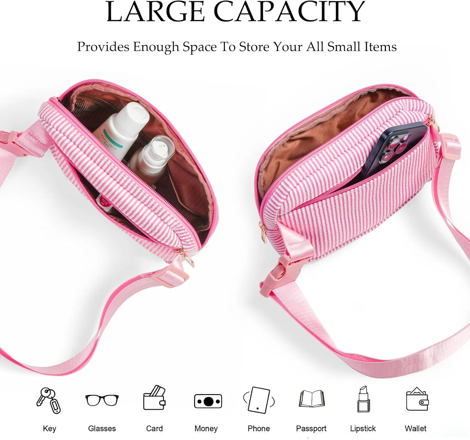 Boulder Bee Belt Bag with Initial Letter, Stylish Fanny Pack for Teenager Girls, Cute Trendy Stuff, Crossbody Bags, Birthday Gifts Bag, Christmas Gift(Pink, Letter M)