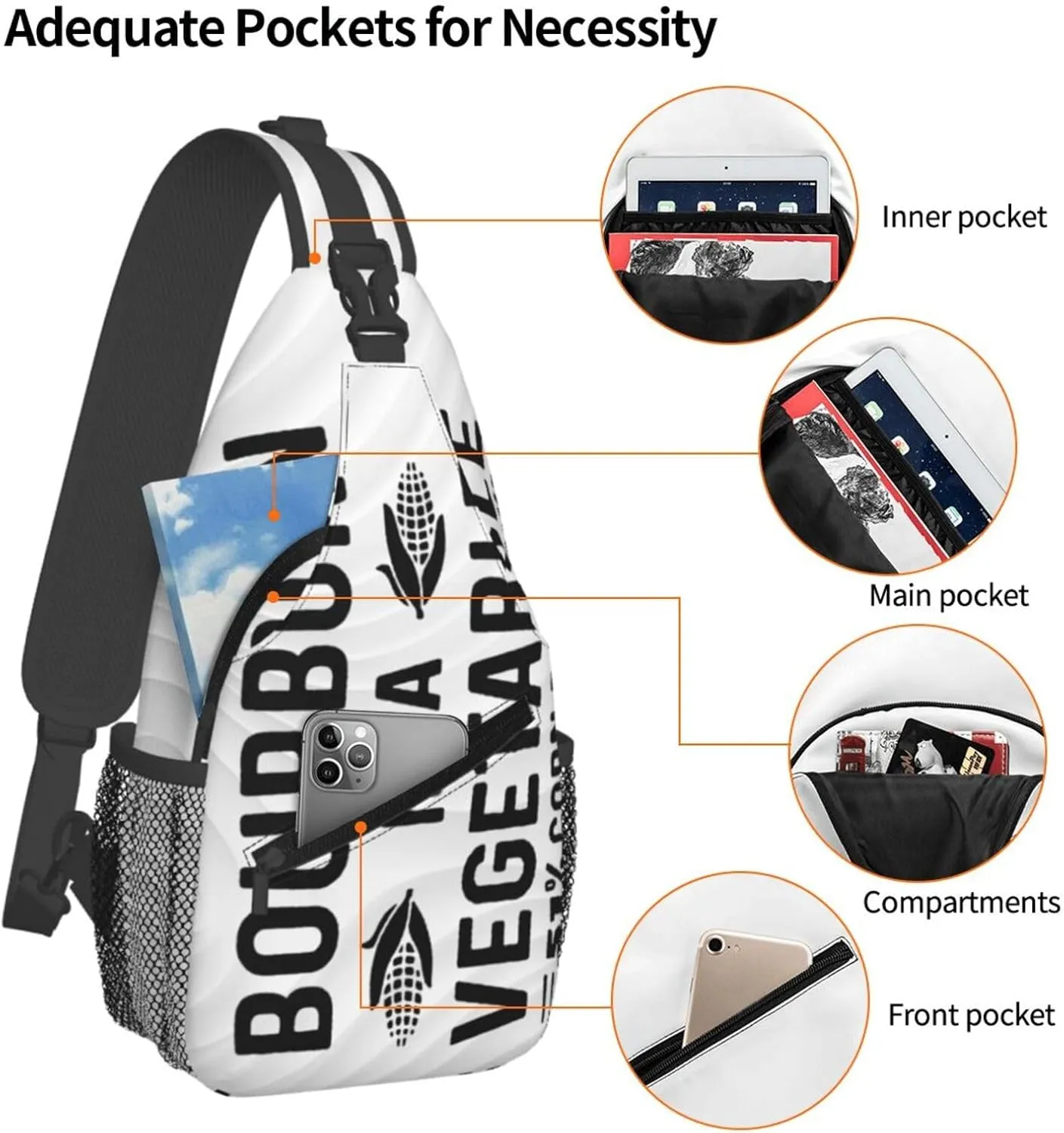 Bourbon Is A Vegetable 51% Corn By Law Crossbody Backpack For Men Women Sling Shoulder Dachshunds Dog Chest Bag Lightweight One Strap Multipurpose Travel Hiking Daypack