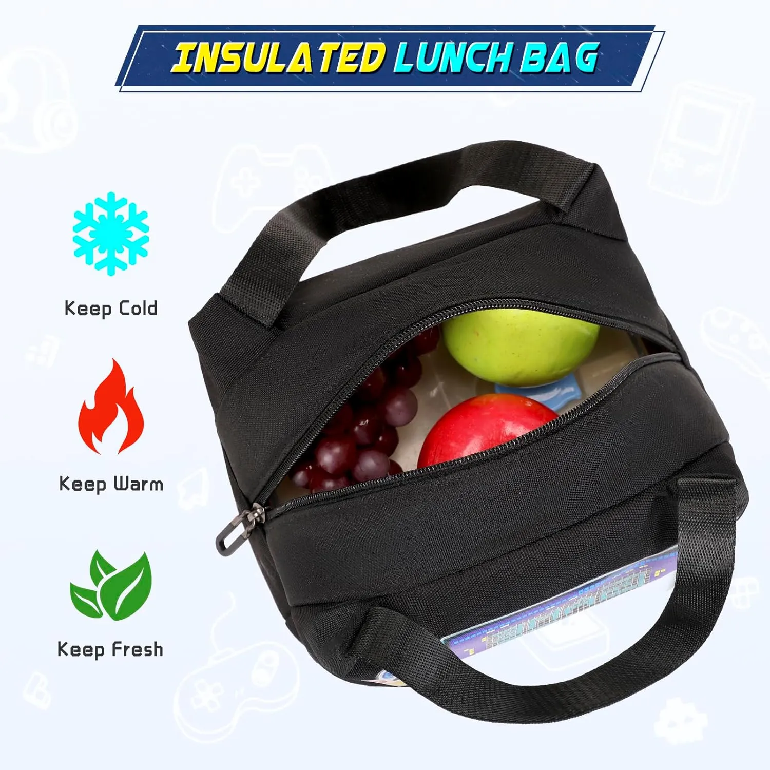 Boys Backpack, Cool Luminous School Backpacks for Boys with Lunch Bag Pencil Case, Kids Backpack Kindergarten Elementary Middle School Book Bags for Teen Boy Children with USB Charging Port