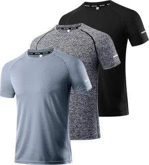 Boyzn 1 or 3 Pack Men's Workout Running Shirts, Dry Fit Moisture Wicking T-Shirts, Sports Gym Athletic Short Sleeve Shirts